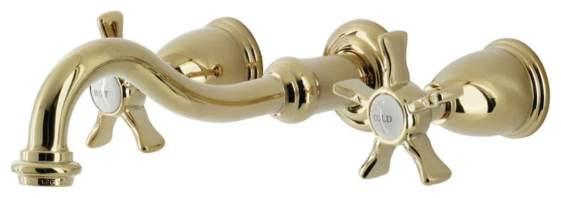 Kingston Brass KS3122NX Two-Handle Wall Mount Bathroom Faucet, Polished Brass