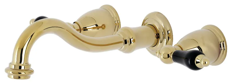 Kingston Brass KS3122PKL Two-Handle Wall Mount Bathroom Faucet, Polished Brass