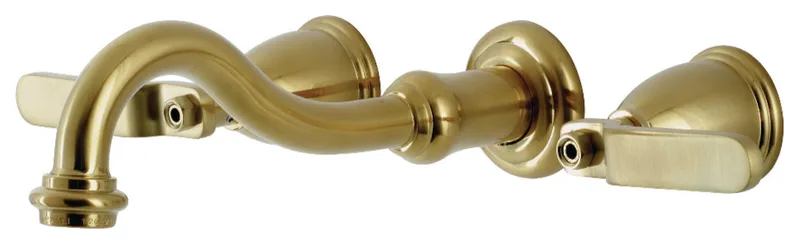 Kingston Brass KS3127KL Two-Handle Wall Mount Bathroom Faucet, Brushed Brass