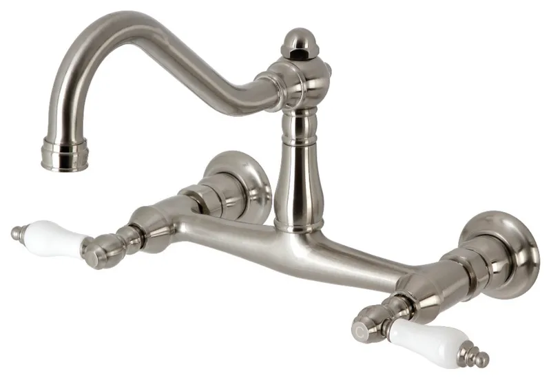 Kingston Brass KS3248PL Vintage Wall Mount Bathroom Faucet, Brushed Nickel
