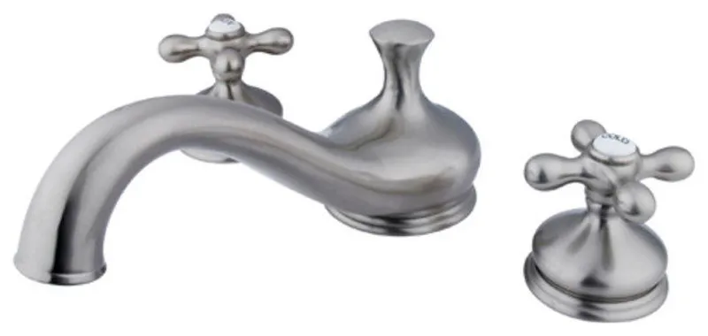 Kingston Brass KS333.AX Heritage Deck Mounted Roman Tub Filler - Brushed Nickel
