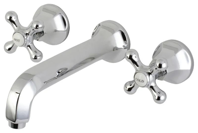 Kingston Brass KS4121AX 2-Handle Wall Mount Bathroom Faucet, Polished Chrome
