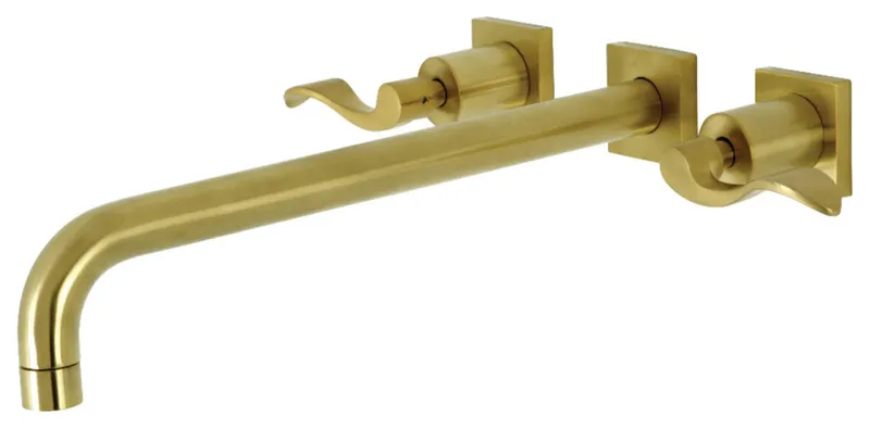 Kingston Brass KS604.DFL NuWave Wall Mounted Roman Tub Filler - Brushed Brass