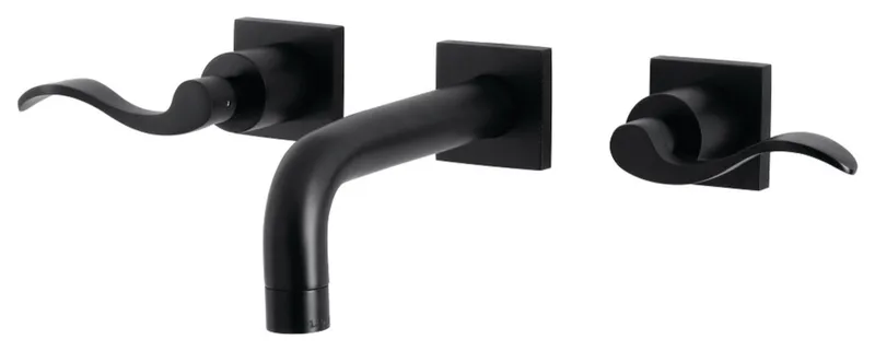 Kingston Brass KS6120DFL Two-Handle Wall Mount Bathroom Faucet, Matte Black