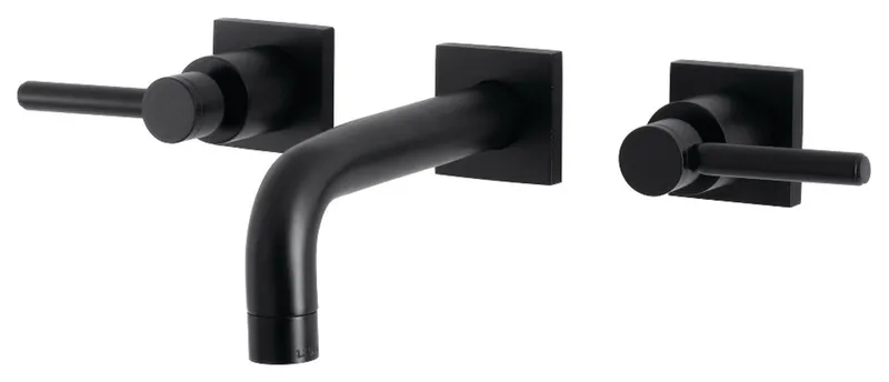 Kingston Brass KS6120DL Two-Handle Wall Mount Bathroom Faucet, Matte Black
