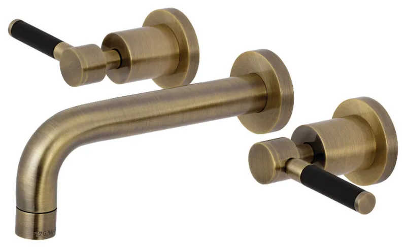 Kingston Brass KS812.DKL Kaiser 1.2 GPM Wall Mounted Widespread - Antique Brass