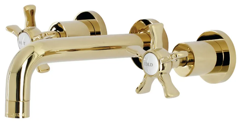 Kingston Brass KS8122NX Two-Handle Wall Mount Bathroom Faucet, Polished Brass