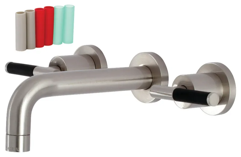 Kingston Brass KS8128CKL Two-Handle Wall Mount Bathroom Faucet, Brushed Nickel