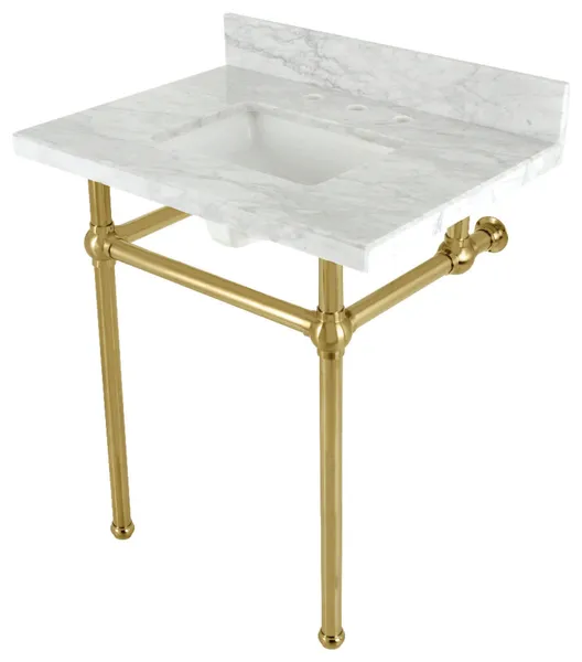 Kingston Brass KVBH3022M8SQ Addington 30" Rectangular Brass - Marble White /