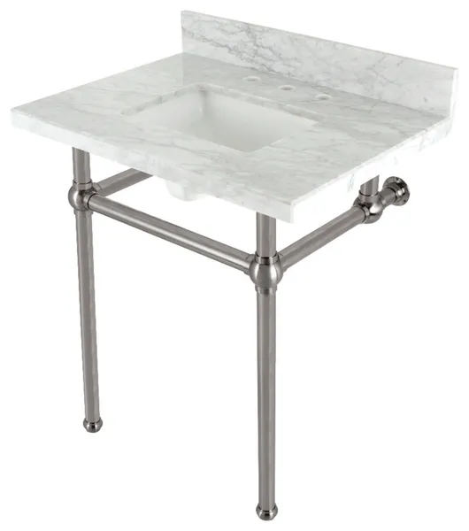 Kingston Brass KVBH3022M8SQ8 30" Console Sink, Legs, 8", 3 Hole