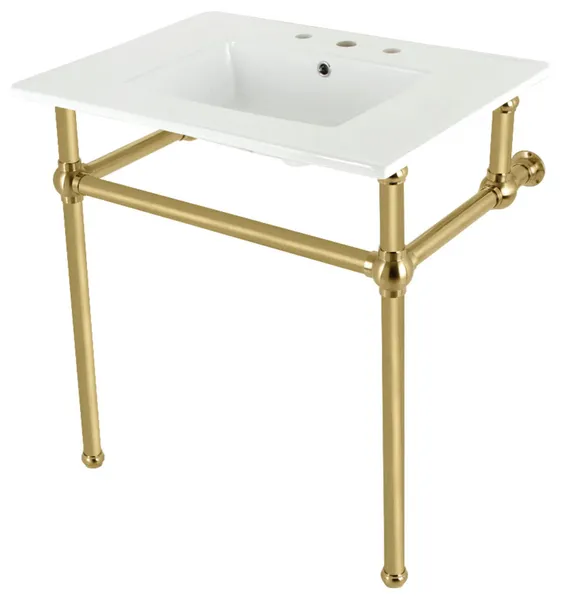 Kingston Brass KVBH31227W8B Addington 31-1/8" Rectangular Brass - White /