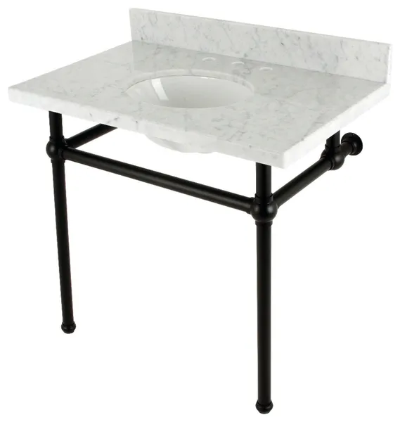 Kingston Brass KVBH3622M8 Addington 36" Rectangular Marble - Marble White /