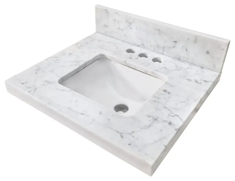 Kingston Brass KVPB1917M34SQ Edwardian 19" Rectangular Brass - Carrara White