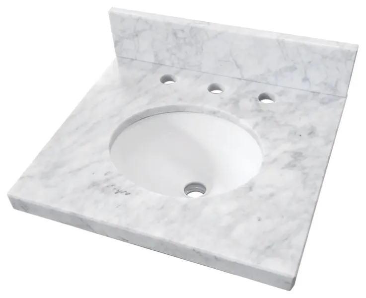 Kingston Brass KVPB1917M38 Edwardian 19" Rectangular Brass - Carrara White