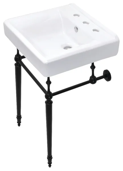 Kingston Brass KVPB2018W8-E-SET Edwardian 20"W Console Sink Set - Matte Black