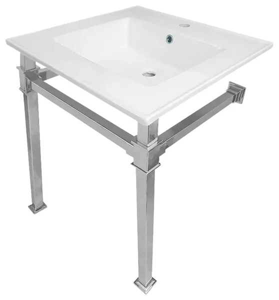 Kingston Brass KVPB25221Q-M-SET Monarch 25"W Console Sink Set - White /