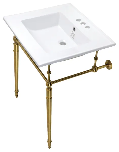 Kingston Brass KVPB25227W4-E-SET Edwardian 25"W Console Sink Set - White /