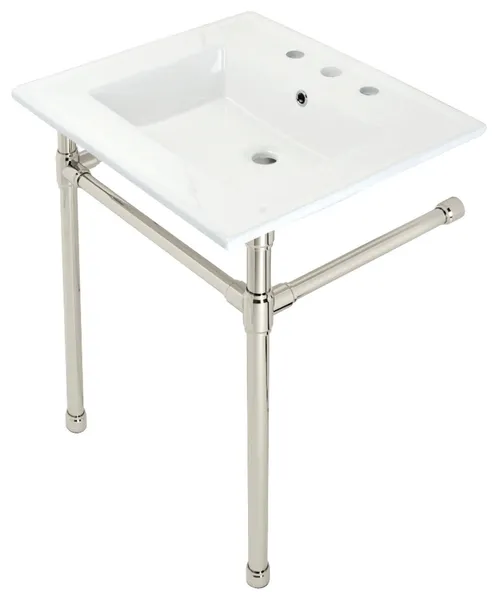 Kingston Brass KVPB25227W8-D-SET Dreyfuss 25"W Console Sink Set - White /