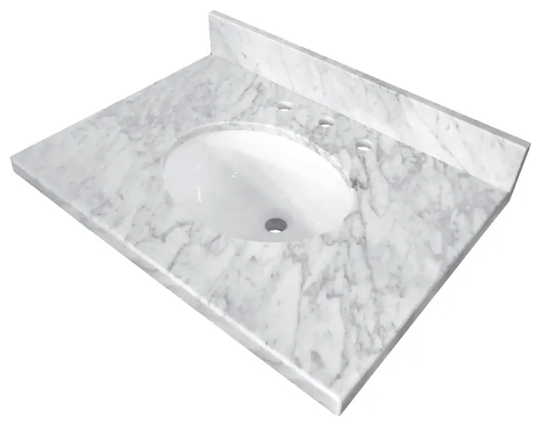 Kingston Brass KVPB3022M38 Templeton 30" Marble Vanity Top - Carrara Marble