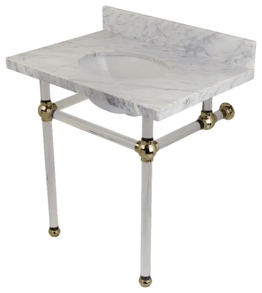 Kingston Brass KVPB3030MA Templeton 30" Oval Marble Wall Mounted - Carrara
