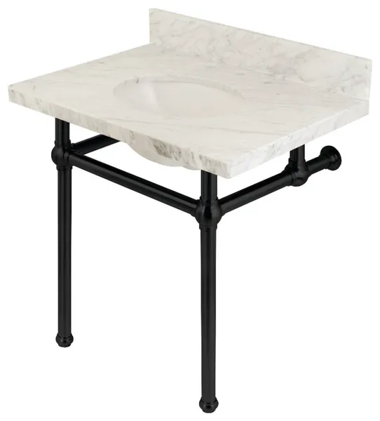 Kingston Brass KVPB3030MB-T-SET Templeton 30"W Console Sink Set - Carrara