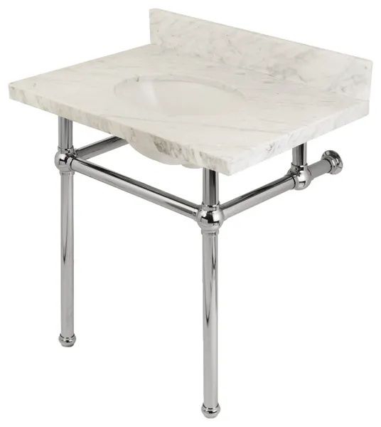 Kingston Brass KVPB3030MB Templeton 30" Rectangular Brass - Carrara Marble /