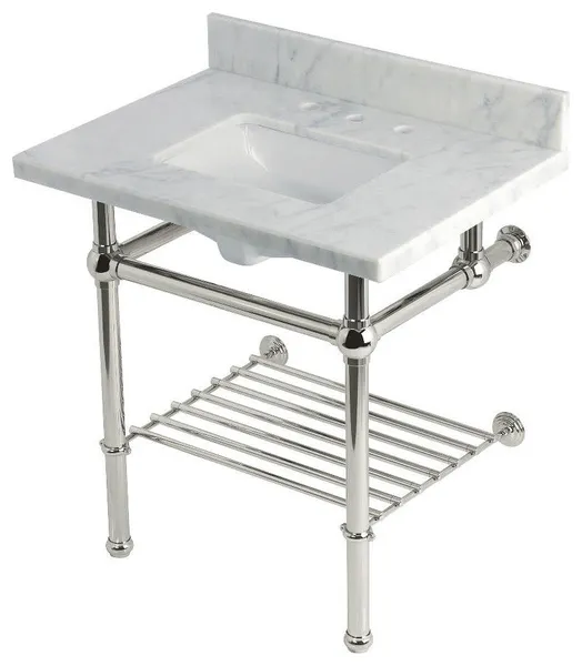 Kingston Brass KVPB3030MBSQB-T-SET Templeton 30" Rectangular - Carrara Marble /