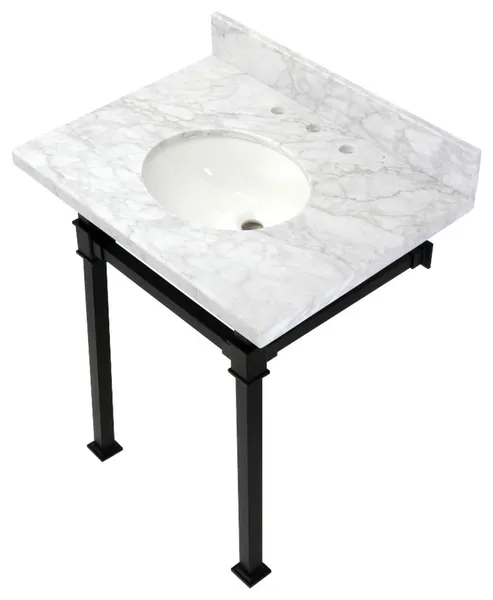 Kingston Brass KVPB30MOQ-M-SET Monarch 30" Wall Mounted Oval - Marble White /