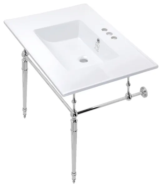 Kingston Brass KVPB31227W4-E-SET Edwardian 31"W Console Sink Set - White /