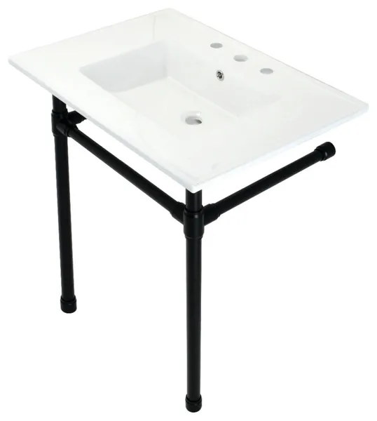 Kingston Brass KVPB31227W8-D-SET Dreyfuss 31"W Console Sink Set - White / Matte