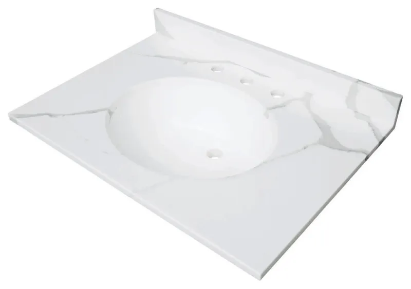 Kingston Brass KVPB3122L38 Norbiton 31" Solid Surface Vanity Top - Calacatta
