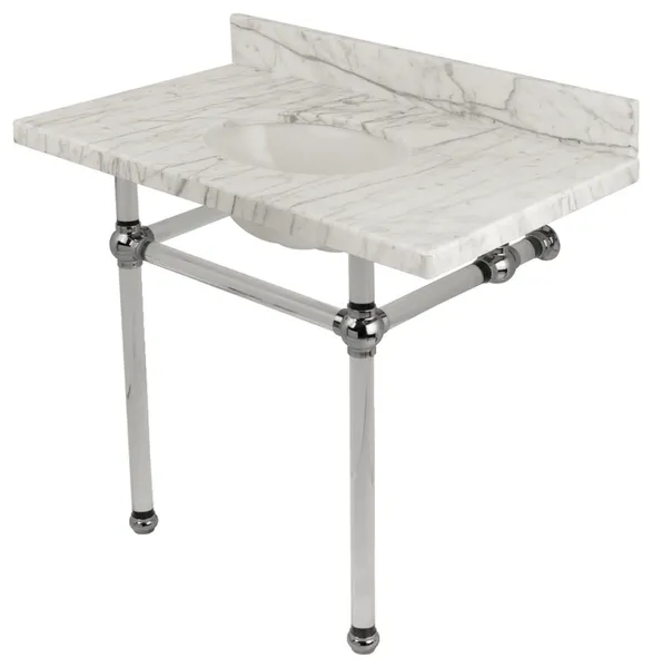Kingston Brass KVPB3630MA-T-SET Templeton 36"W Console Sink Set - Carrara