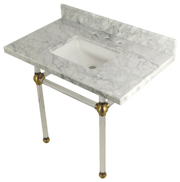 Kingston Brass KVPB3630MASQ Templeton 36" Rectangular Marble Wall - Carrara