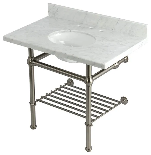 Kingston Brass KVPB3630MBB-T-SET Templeton 36" Rectangular Brass - Carrara