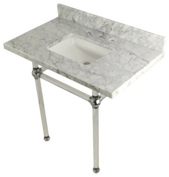 Kingston Brass KVPB36MASQ Templeton 36" Rectangular Marble Wall - Carrara