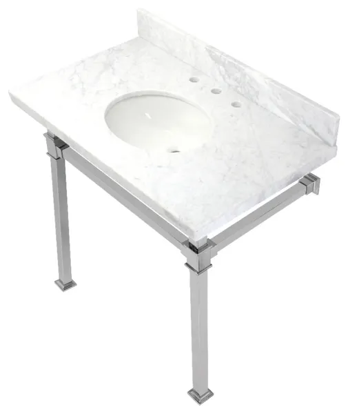 Kingston Brass KVPB36MOQ-M-SET Monarch 36" Wall Mounted Oval - Marble White /
