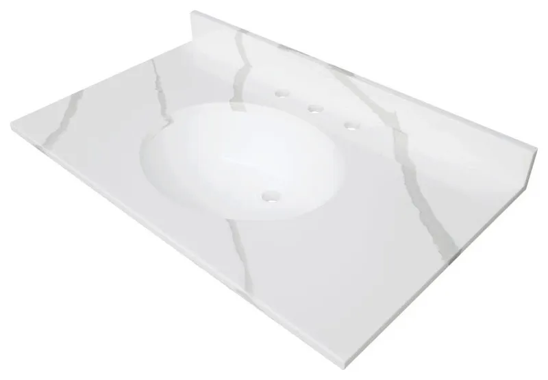 Kingston Brass KVPB3722L38 Norbiton 37" Solid Surface Vanity Top - Calacatta
