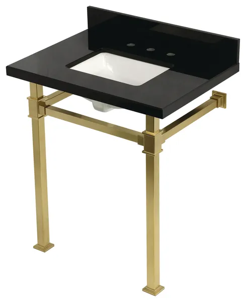 Kingston Brass KVPK30KSQ Monarch 30" Rectangular Granite - Black Granite /