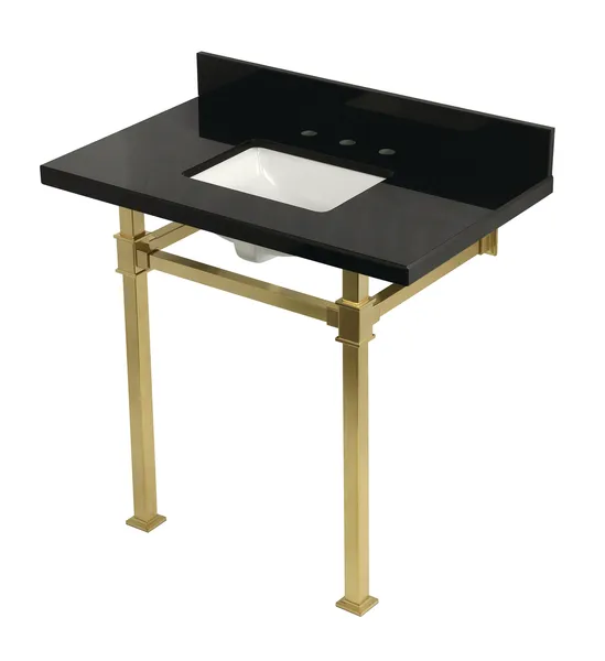 Kingston Brass KVPK36KSQ Monarch 36" Rectangular Granite - Black Granite /