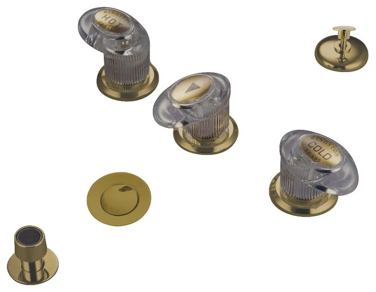 Kingston Brass Legacy 3-Handle Bidet Faucet with Brass Pop-Up, Polished Brass