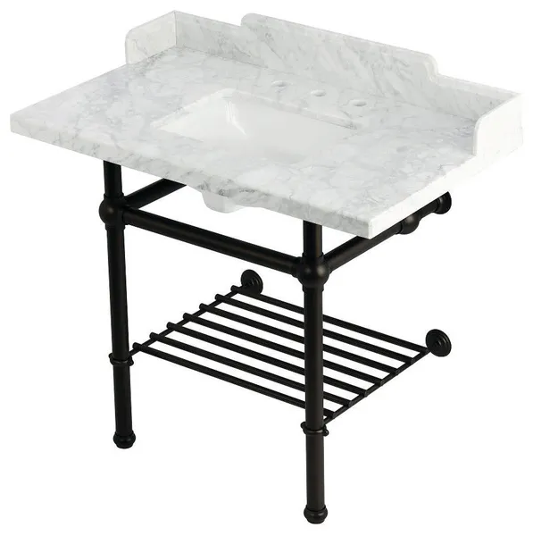 Kingston Brass LMS3630MBSQB-P-SET Pemberton 36" Rectangular Brass - Marble