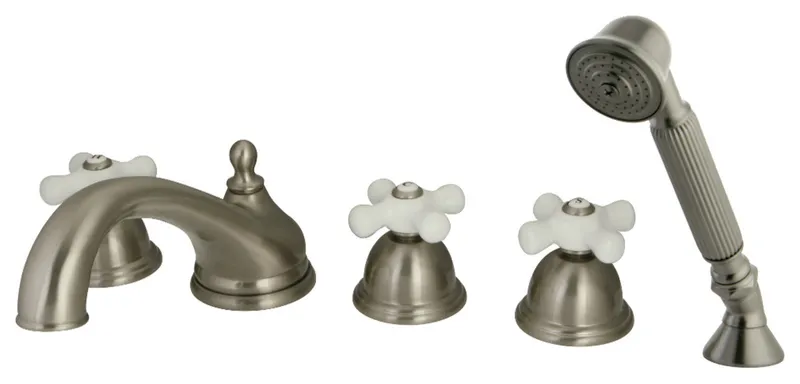 Kingston Brass Roman Tub Faucet With Hand Shower, Brushed Nickel