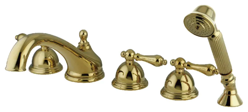 Kingston Brass Roman Tub Faucet With Hand Shower, Polished Brass