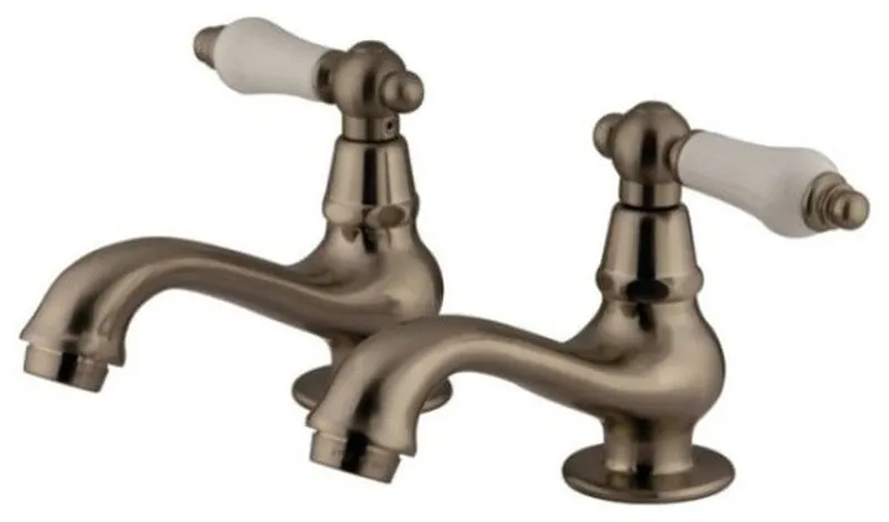 Kingston Brass Satin Nickel Heritage Twin Handle Basin Faucet Set KS1108PL