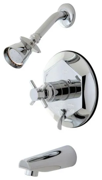 Kingston Brass Single Cross Handle Tub and Shower Faucet, KB46310DX