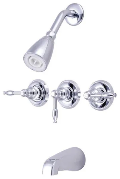 Kingston Brass Three Lever Handle Tub and Shower Faucet, KB231KL
