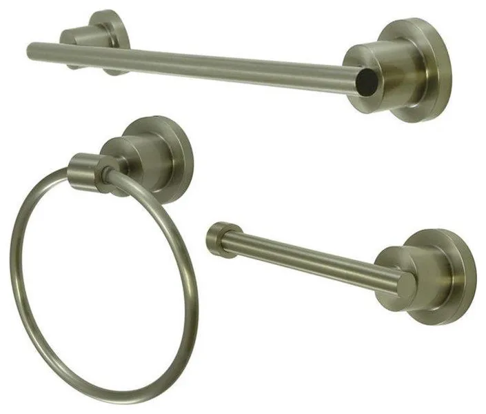Kingston Brass Three Piece Wall Mount Bathroom Accessory Set, BAK821248SN