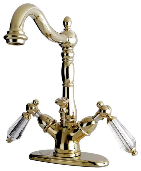 Kingston Brass Two-Handle Bathroom Faucet With Brass Pop-Up, Polished Brass