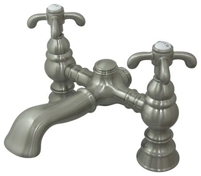 Kingston Brass Vintage-Style Satin Nickel 7" Deck Mount Clawfoot Tub Filler CC11
