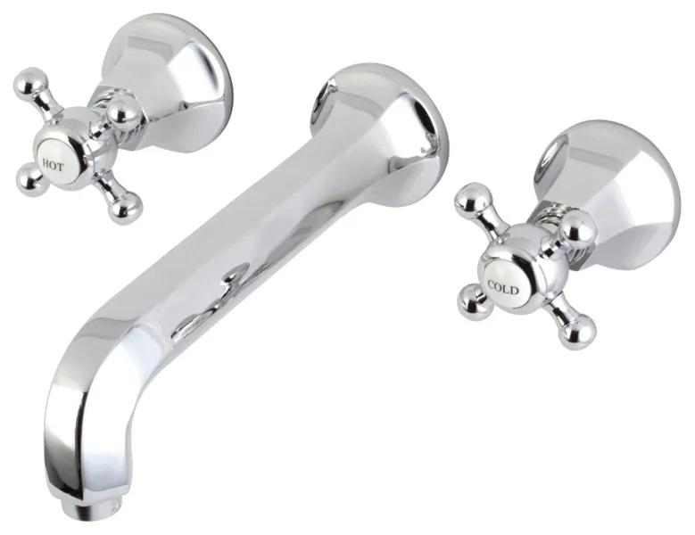 Kingston Brass Wall Mount Bathroom Faucet, Polished Chrome